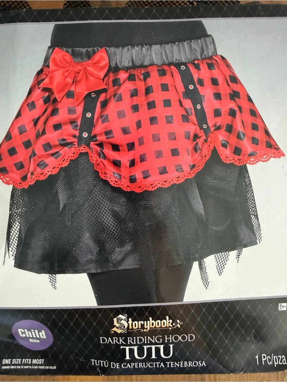 Dark Riding Hood Red & Black Halloween Tutu Skirt - Child One Size